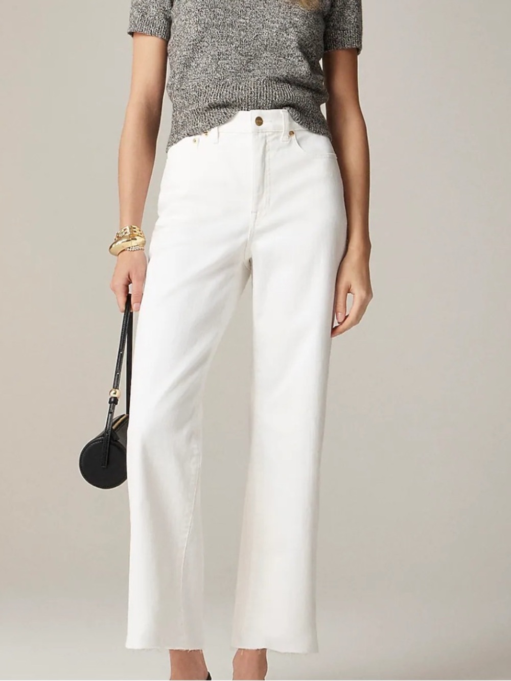 J. Crew White Raw-Hem Wide-Leg Jeans